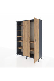 Hyperion Dolap 7 Raflı 2 Kapaklı Tek Askılı 132x44x195 Antrasit-Çam/Çam