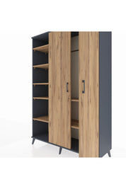 Hyperion Dolap 7 Raflı 2 Kapaklı Tek Askılı 132x44x195 Antrasit-Çam/Çam