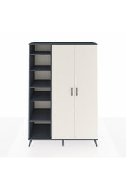 Hyperion Dolap 7 Raflı 2 Kapaklı Tek Askılı 132x44x195 Antrasit-Aytaşı/Antrasit