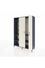 Hyperion Dolap 7 Raflı 2 Kapaklı Tek Askılı 132x44x195 Antrasit-Aytaşı/Antrasit