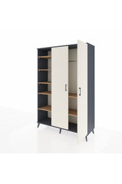 Hyperion Dolap 7 Raflı 2 Kapaklı Tek Askılı 132x44x195 Antrasit-Aytaşı/Çam