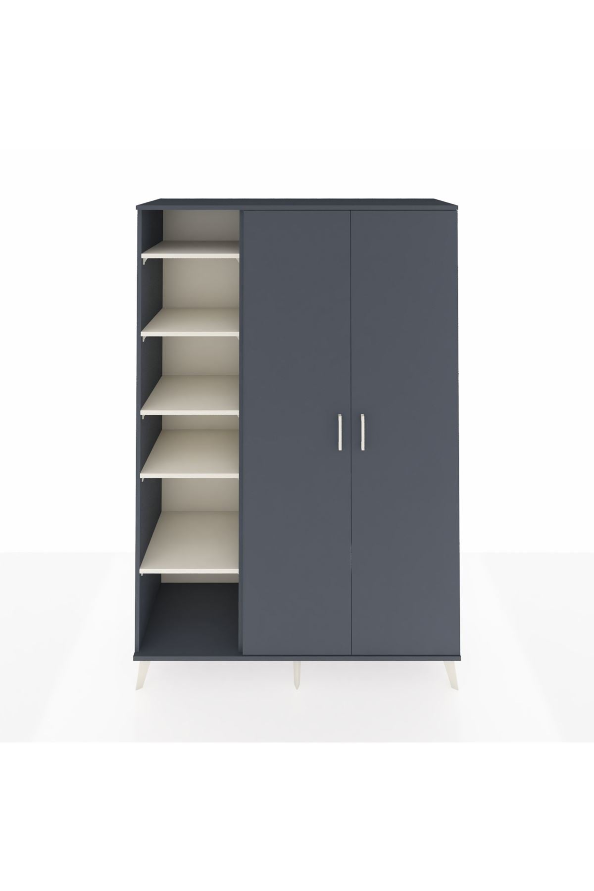 Hyperion Dolap 7 Raflı 2 Kapaklı Tek Askılı 132x44x195 Antrasit-Antrasit/Aytaşı