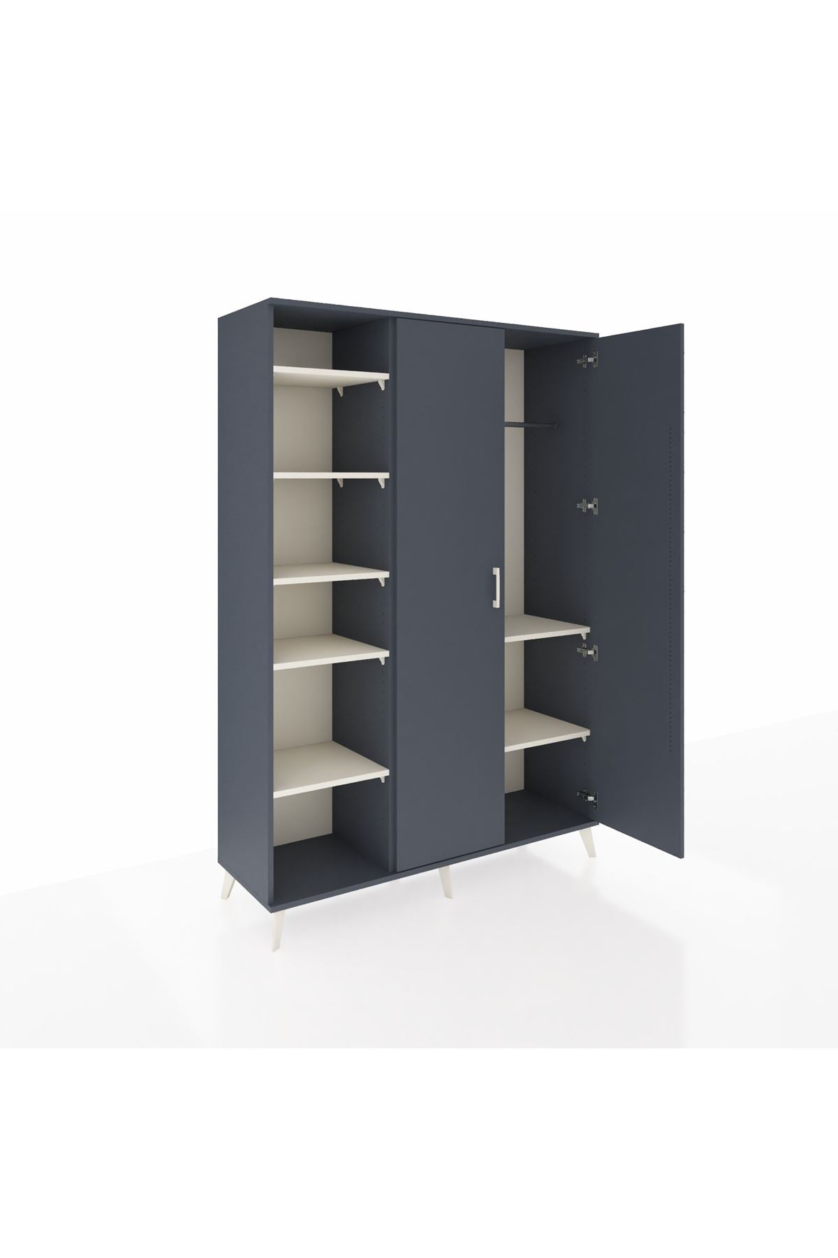 Hyperion Dolap 7 Raflı 2 Kapaklı Tek Askılı 132x44x195 Antrasit-Antrasit/Aytaşı