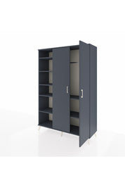 Hyperion Dolap 7 Raflı 2 Kapaklı Tek Askılı 132x44x195 Antrasit-Antrasit/Antrasit