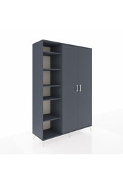 Hyperion Dolap 7 Raflı 2 Kapaklı Tek Askılı 132x44x195 Antrasit-Antrasit/Antrasit