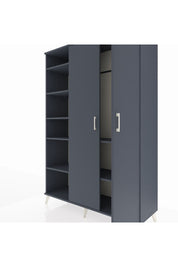 Hyperion Dolap 7 Raflı 2 Kapaklı Tek Askılı 132x44x195 Antrasit-Antrasit/Antrasit