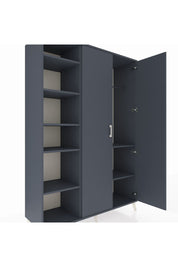Hyperion Dolap 7 Raflı 2 Kapaklı Tek Askılı 132x44x195 Antrasit-Antrasit/Antrasit