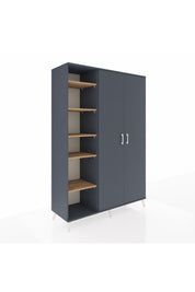 Hyperion Dolap 7 Raflı 2 Kapaklı Tek Askılı 132x44x195 Antrasit-Antrasit/Çam