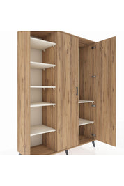 Hyperion Dolap 7 Raflı 2 Kapaklı Tek Askılı 132x44x195 Çam-Çam/Aytaşı