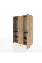 Hyperion Dolap 7 Raflı 2 Kapaklı Tek Askılı 132x44x195 Çam-Çam/Antrasit