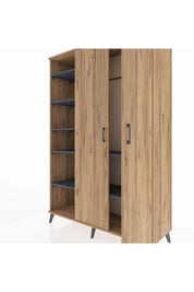 Hyperion Dolap 7 Raflı 2 Kapaklı Tek Askılı 132x44x195 Çam-Çam/Antrasit