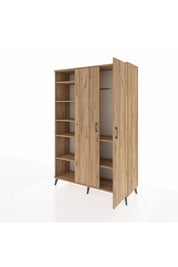 Hyperion Dolap 7 Raflı 2 Kapaklı Tek Askılı 132x44x195 Çam-Çam/Çam