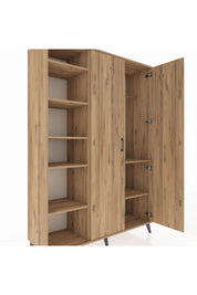 Hyperion Dolap 7 Raflı 2 Kapaklı Tek Askılı 132x44x195 Çam-Çam/Çam