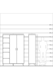 Hyperion Dolap 7 Raflı 2 Kapaklı Tek Askılı 132x44x195 Çam-Çam/Çam