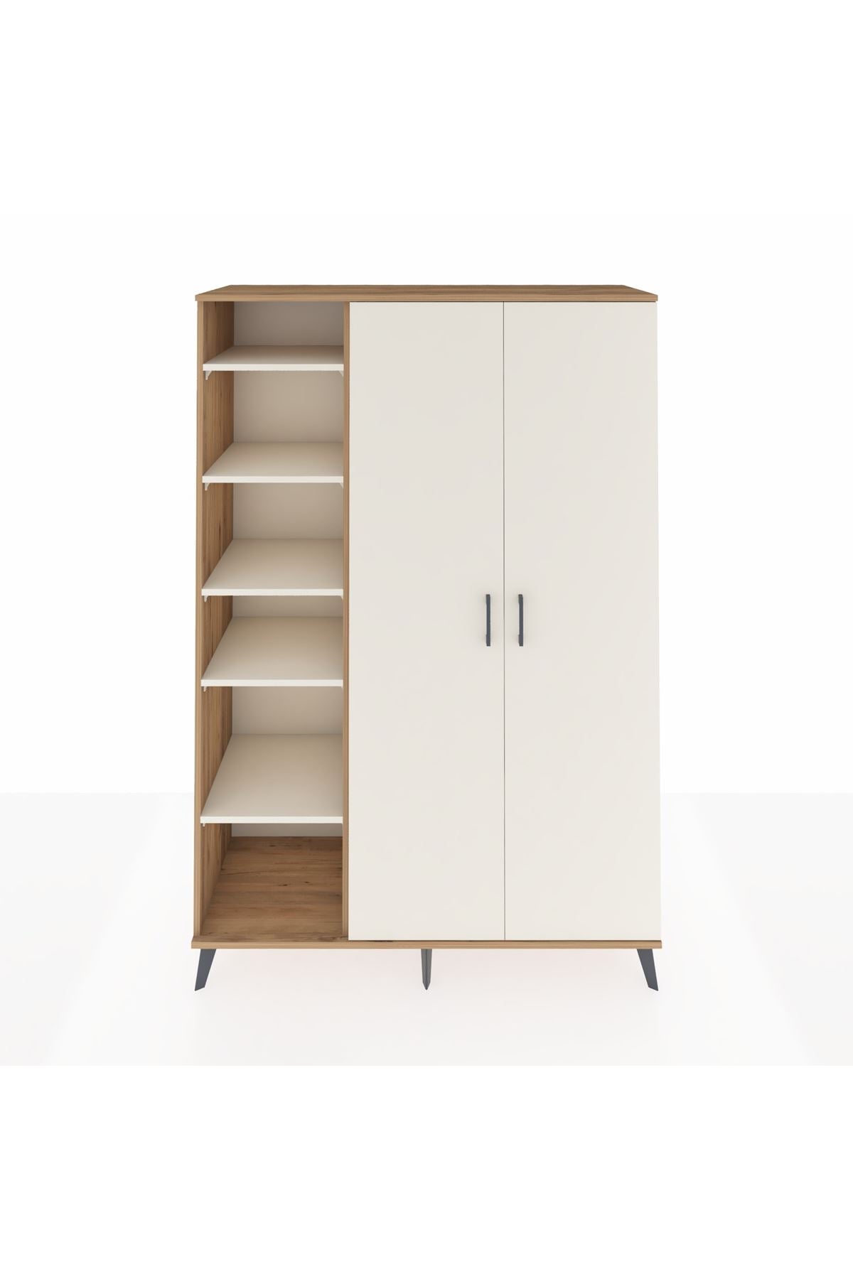 Hyperion Dolap 7 Raflı 2 Kapaklı Tek Askılı 132x44x195 Çam-Aytaşı/Aytaşı