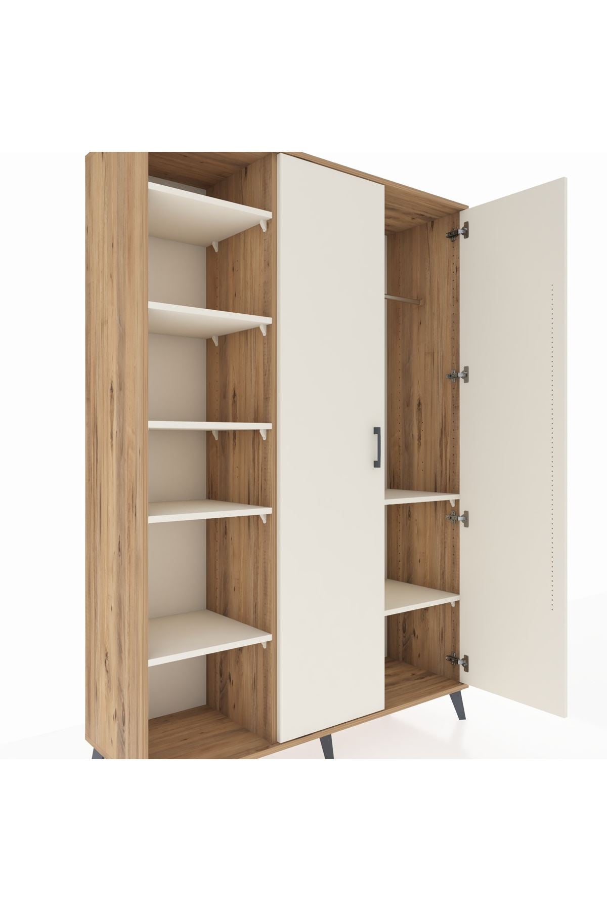 Hyperion Dolap 7 Raflı 2 Kapaklı Tek Askılı 132x44x195 Çam-Aytaşı/Aytaşı