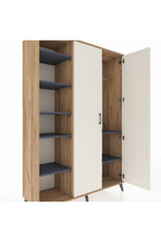 Hyperion Dolap 7 Raflı 2 Kapaklı Tek Askılı 132x44x195 Çam-Aytaşı/Antrasit