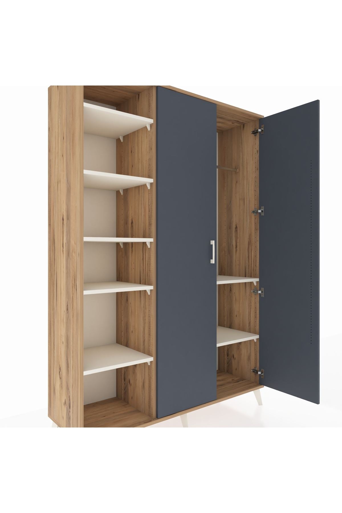 Hyperion Dolap 7 Raflı 2 Kapaklı Tek Askılı 132x44x195 Çam-Antrasit/Aytaşı