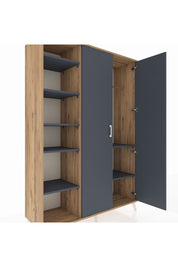 Hyperion Dolap 7 Raflı 2 Kapaklı Tek Askılı 132x44x195 Çam-Antrasit/Antrasit