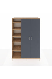 Hyperion Dolap 7 Raflı 2 Kapaklı Tek Askılı 132x44x195 Çam-Antrasit/Çam