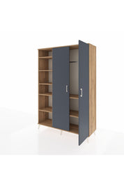 Hyperion Dolap 7 Raflı 2 Kapaklı Tek Askılı 132x44x195 Çam-Antrasit/Çam