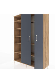 Hyperion Dolap 7 Raflı 2 Kapaklı Tek Askılı 132x44x195 Çam-Antrasit/Çam