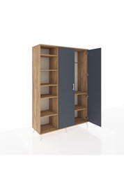 Hyperion Dolap 7 Raflı 2 Kapaklı Tek Askılı 132x44x195 Çam-Antrasit/Çam