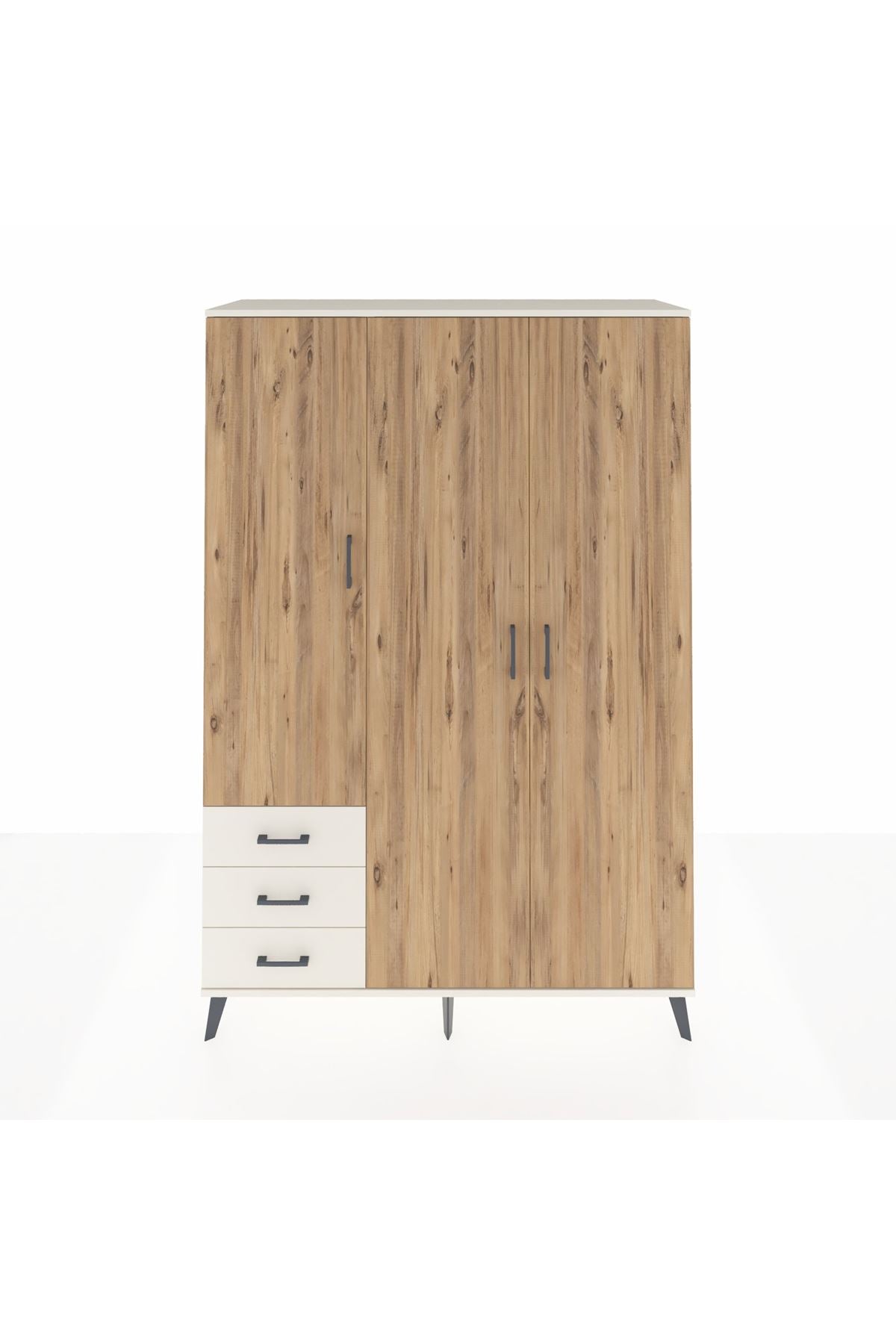 Hyperion Dolap 6 Raflı 3 Çekmeceli Tek Askılı 132x44x195 Aytaşı-Çam/Aytaşı