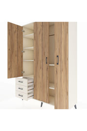 Hyperion Dolap 6 Raflı 3 Çekmeceli Tek Askılı 132x44x195 Aytaşı-Çam/Aytaşı