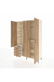 Hyperion Dolap 6 Raflı 3 Çekmeceli Tek Askılı 132x44x195 Aytaşı-Çam/Çam