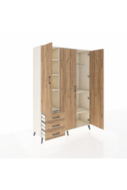 Hyperion Dolap 6 Raflı 3 Çekmeceli Tek Askılı 132x44x195 Aytaşı-Çam/Çam