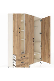 Hyperion Dolap 6 Raflı 3 Çekmeceli Tek Askılı 132x44x195 Aytaşı-Çam/Çam