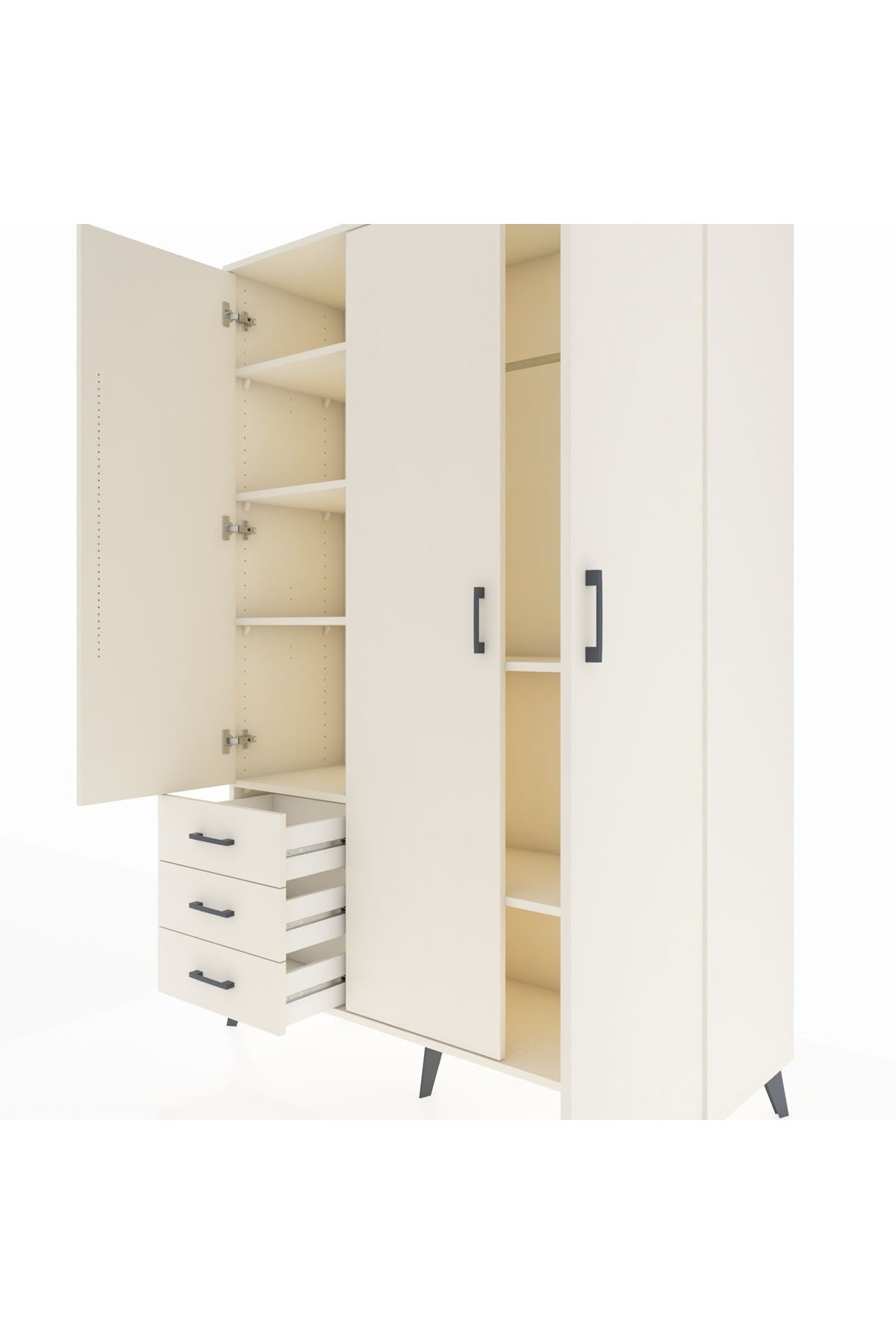 Hyperion Dolap 6 Raflı 3 Çekmeceli Tek Askılı 132x44x195 Aytaşı-Aytaşı/Aytaşı