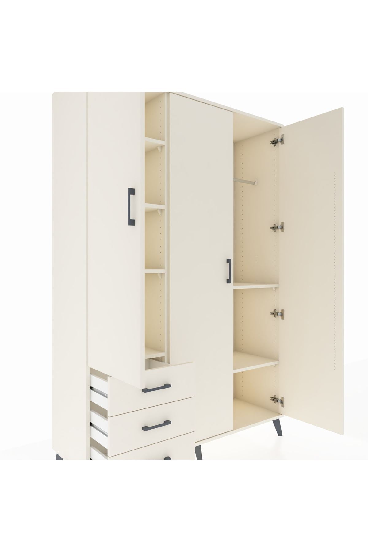 Hyperion Dolap 6 Raflı 3 Çekmeceli Tek Askılı 132x44x195 Aytaşı-Aytaşı/Aytaşı