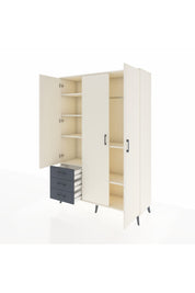 Hyperion Dolap 6 Raflı 3 Çekmeceli Tek Askılı 132x44x195 Aytaşı-Aytaşı/Antrasit