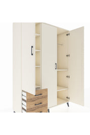 Hyperion Dolap 6 Raflı 3 Çekmeceli Tek Askılı 132x44x195 Aytaşı-Aytaşı/Çam