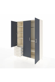 Hyperion Dolap 6 Raflı 3 Çekmeceli Tek Askılı 132x44x195 Aytaşı-Antrasit/Aytaşı