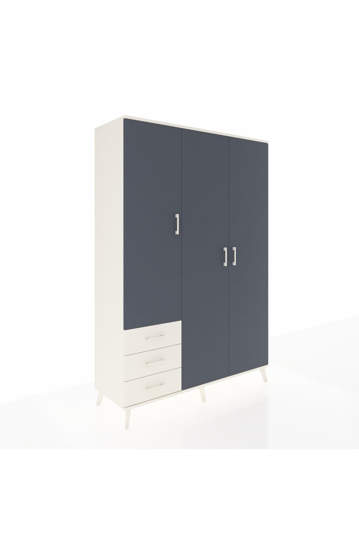 Hyperion Dolap 6 Raflı 3 Çekmeceli Tek Askılı 132x44x195 Aytaşı-Antrasit/Aytaşı