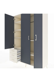 Hyperion Dolap 6 Raflı 3 Çekmeceli Tek Askılı 132x44x195 Aytaşı-Antrasit/Aytaşı