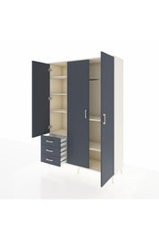 Hyperion Dolap 6 Raflı 3 Çekmeceli Tek Askılı 132x44x195 Aytaşı-Antrasit/Antrasit