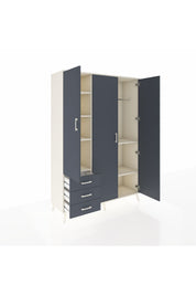 Hyperion Dolap 6 Raflı 3 Çekmeceli Tek Askılı 132x44x195 Aytaşı-Antrasit/Antrasit