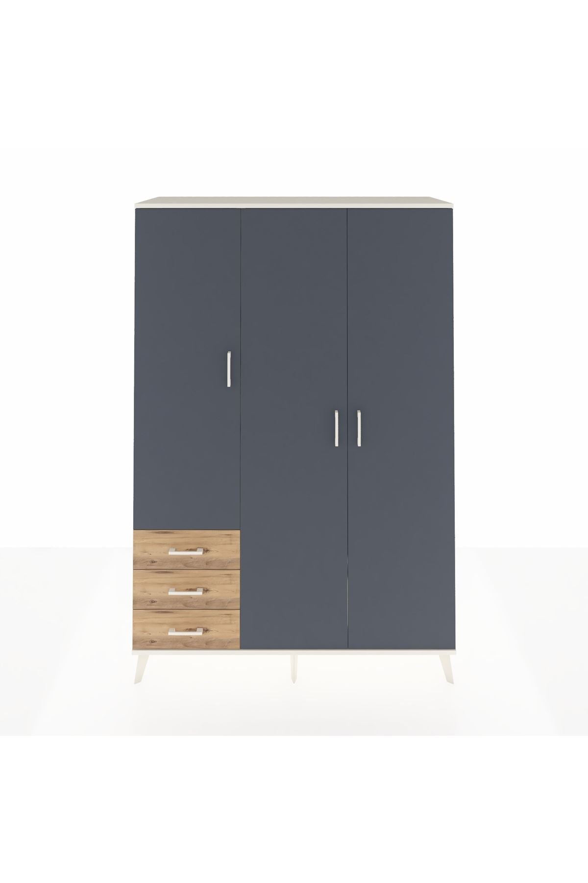 Hyperion Dolap 6 Raflı 3 Çekmeceli Tek Askılı 132x44x195 Aytaşı-Antrasit/Çam