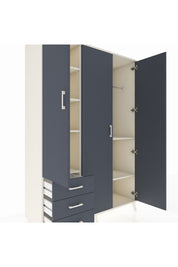 Hyperion Dolap 6 Raflı 3 Çekmeceli Tek Askılı 132x44x195 Aytaşı-Antrasit/Antrasit