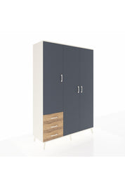 Hyperion Dolap 6 Raflı 3 Çekmeceli Tek Askılı 132x44x195 Aytaşı-Antrasit/Çam