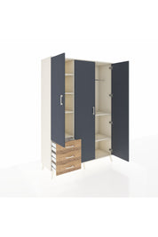 Hyperion Dolap 6 Raflı 3 Çekmeceli Tek Askılı 132x44x195 Aytaşı-Antrasit/Çam