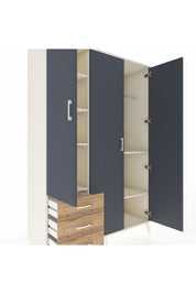 Hyperion Dolap 6 Raflı 3 Çekmeceli Tek Askılı 132x44x195 Aytaşı-Antrasit/Çam