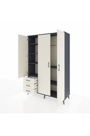 Hyperion Dolap 6 Raflı 3 Çekmeceli Tek Askılı 132x44x195 Antrasit-Aytaşı/Aytaşı