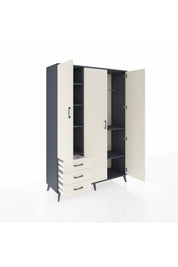 Hyperion Dolap 6 Raflı 3 Çekmeceli Tek Askılı 132x44x195 Antrasit-Aytaşı/Aytaşı