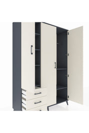 Hyperion Dolap 6 Raflı 3 Çekmeceli Tek Askılı 132x44x195 Antrasit-Aytaşı/Aytaşı