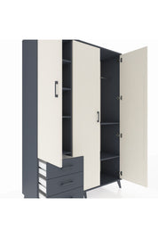 Hyperion Dolap 6 Raflı 3 Çekmeceli Tek Askılı 132x44x195 Antrasit-Aytaşı/Antrasit